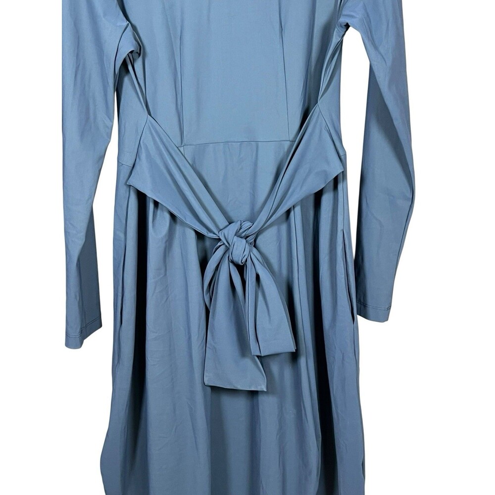 Porto SF Pleated Belted Midi Dress Lagenlook Jersey Size 2 Travel Stretch USA - Picture 12 of 13
